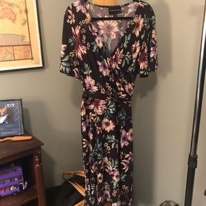 Donna Morgan Purple Floral Midi Dress Size 14